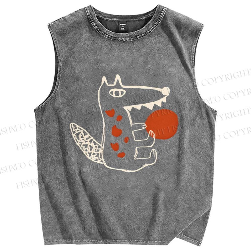 Unisex Monsters Printed Washed Tank Top