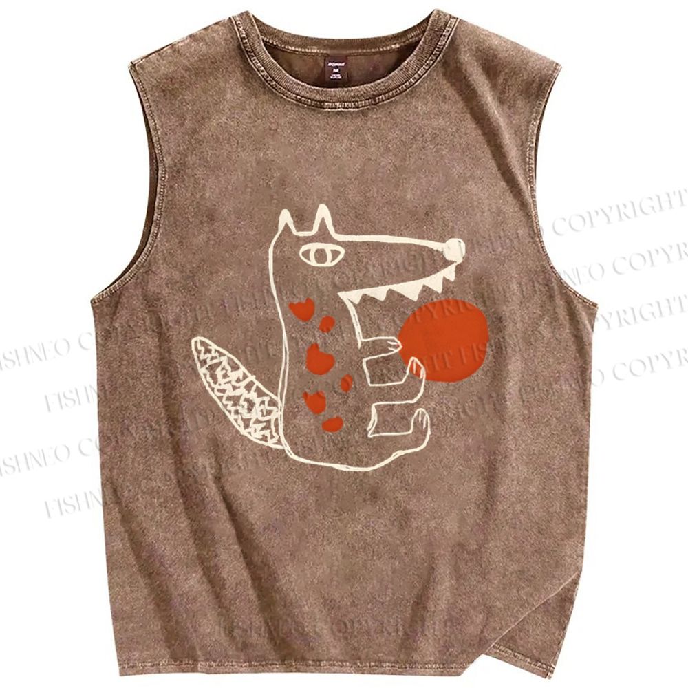 Unisex Monsters Printed Washed Tank Top