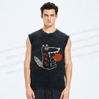 Unisex Monsters Printed Washed Tank Top