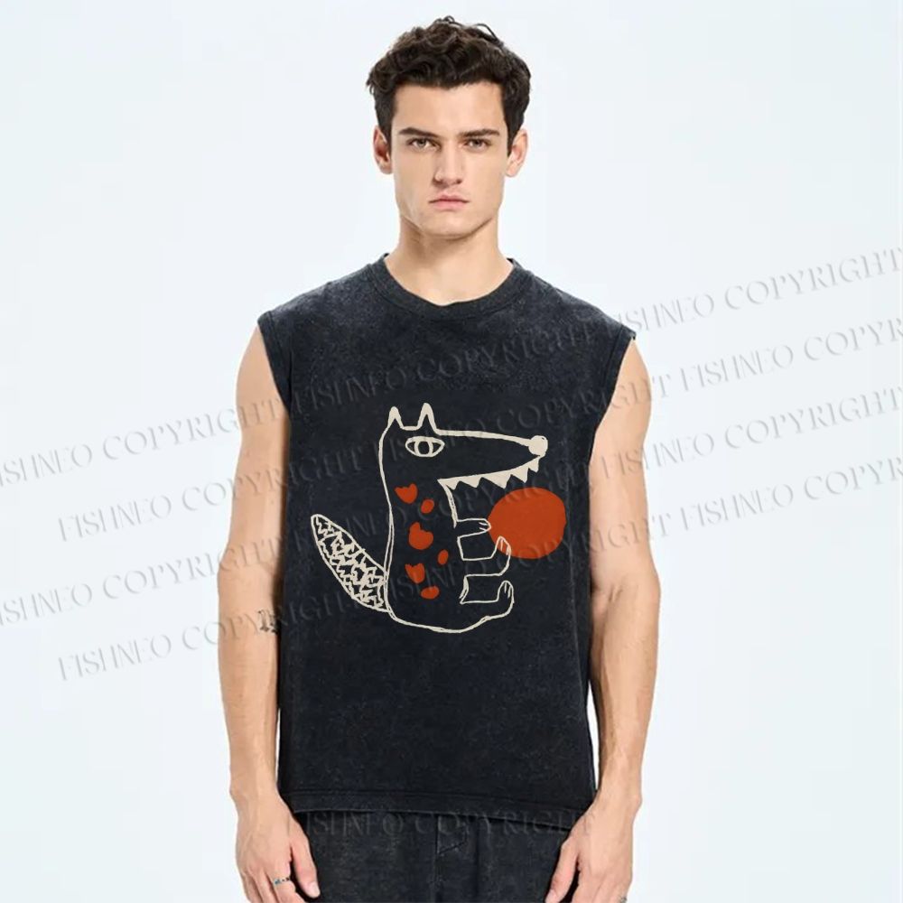 Unisex Monsters Printed Washed Tank Top