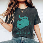 Unisex Funny Cat Impress Me Printed Washed Tee