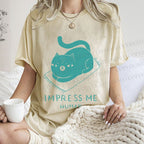 Unisex Funny Cat Impress Me Printed Washed Tee