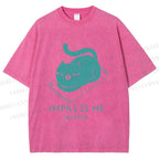 Unisex Funny Cat Impress Me Printed Washed Tee