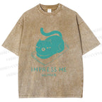 Unisex Funny Cat Impress Me Printed Washed Tee