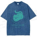 Unisex Funny Cat Impress Me Printed Washed Tee