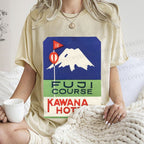 Unisex Vintage Japanese Mount Fuji Printed Washed Tee