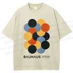 Unisex Vintage Bauhaus Design Printed Washed Tee