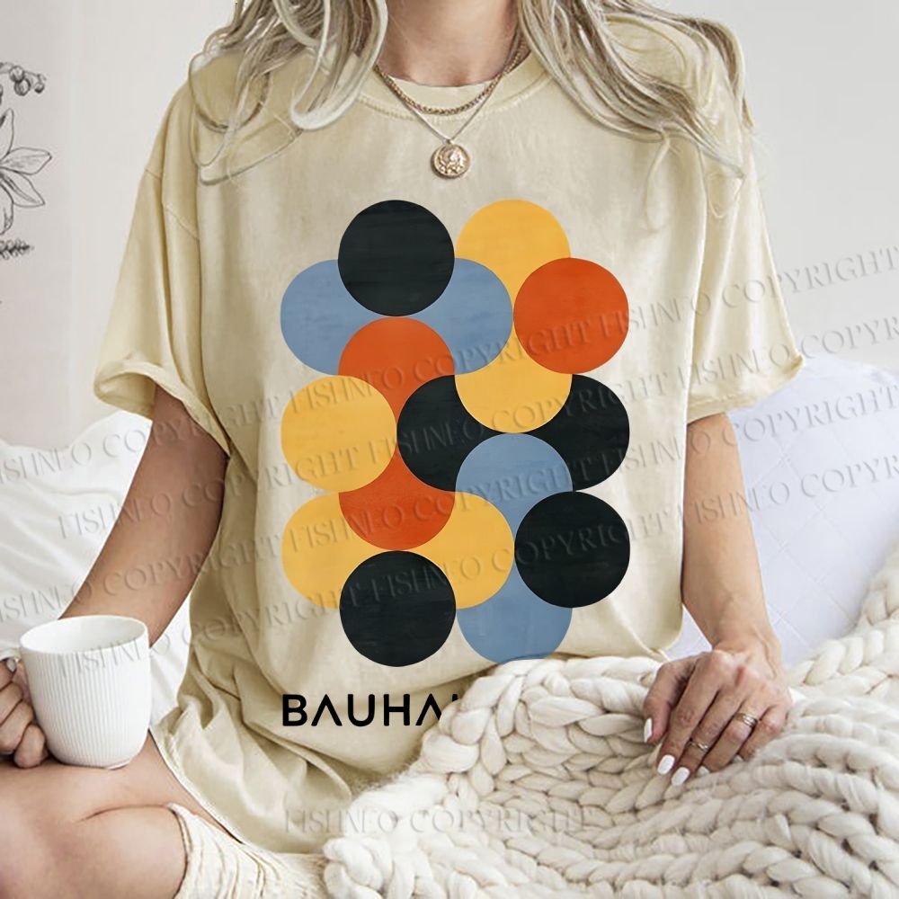 Unisex Vintage Bauhaus Design Printed Washed Tee