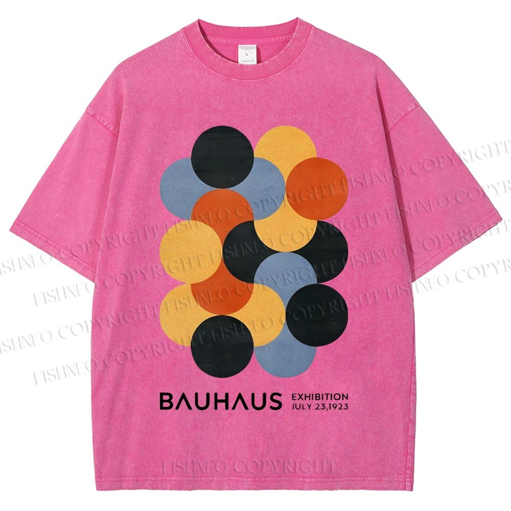 Unisex Vintage Bauhaus Design Printed Washed Tee
