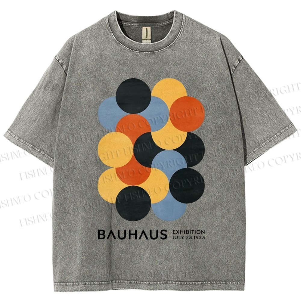 Unisex Vintage Bauhaus Design Printed Washed Tee