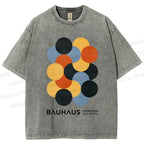 Unisex Vintage Bauhaus Design Printed Washed Tee