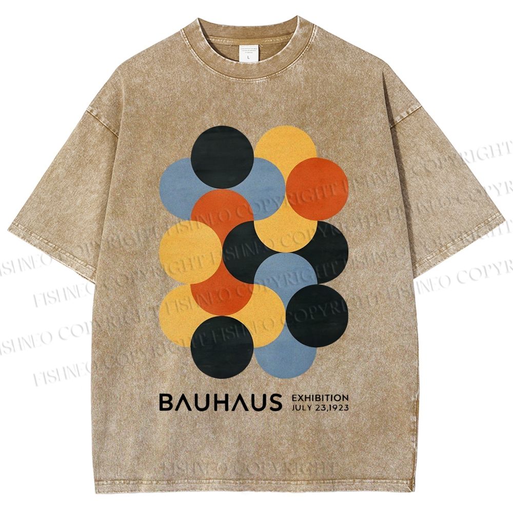 Unisex Vintage Bauhaus Design Printed Washed Tee