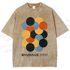 Unisex Vintage Bauhaus Design Printed Washed Tee