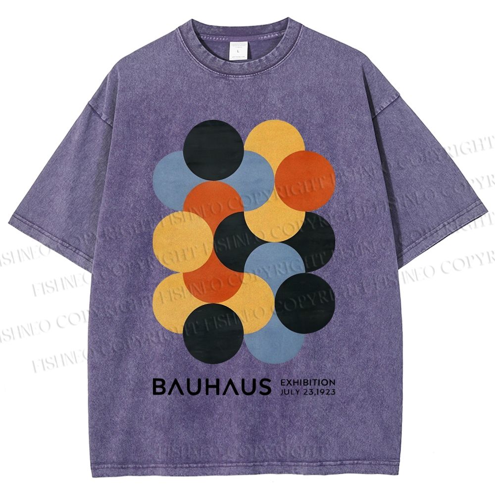 Unisex Vintage Bauhaus Design Printed Washed Tee