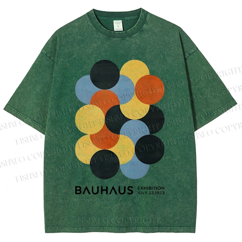 Unisex Vintage Bauhaus Design Printed Washed Tee