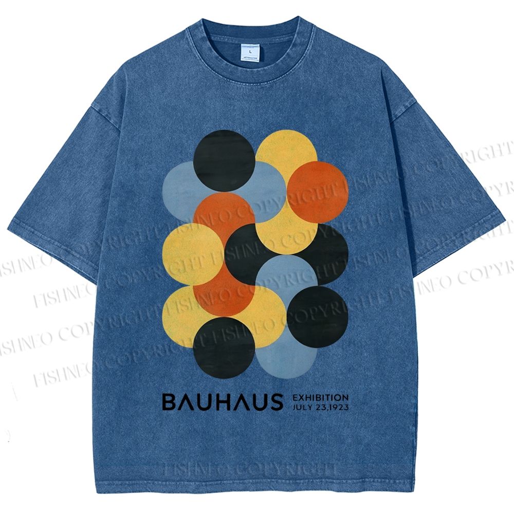Unisex Vintage Bauhaus Design Printed Washed Tee