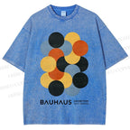 Unisex Vintage Bauhaus Design Printed Washed Tee