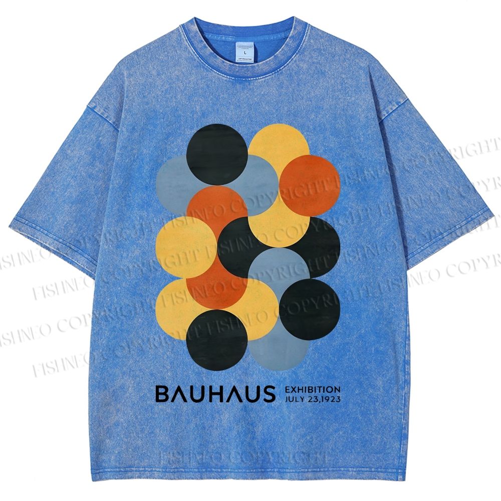 Unisex Vintage Bauhaus Design Printed Washed Tee