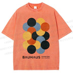 Unisex Vintage Bauhaus Design Printed Washed Tee