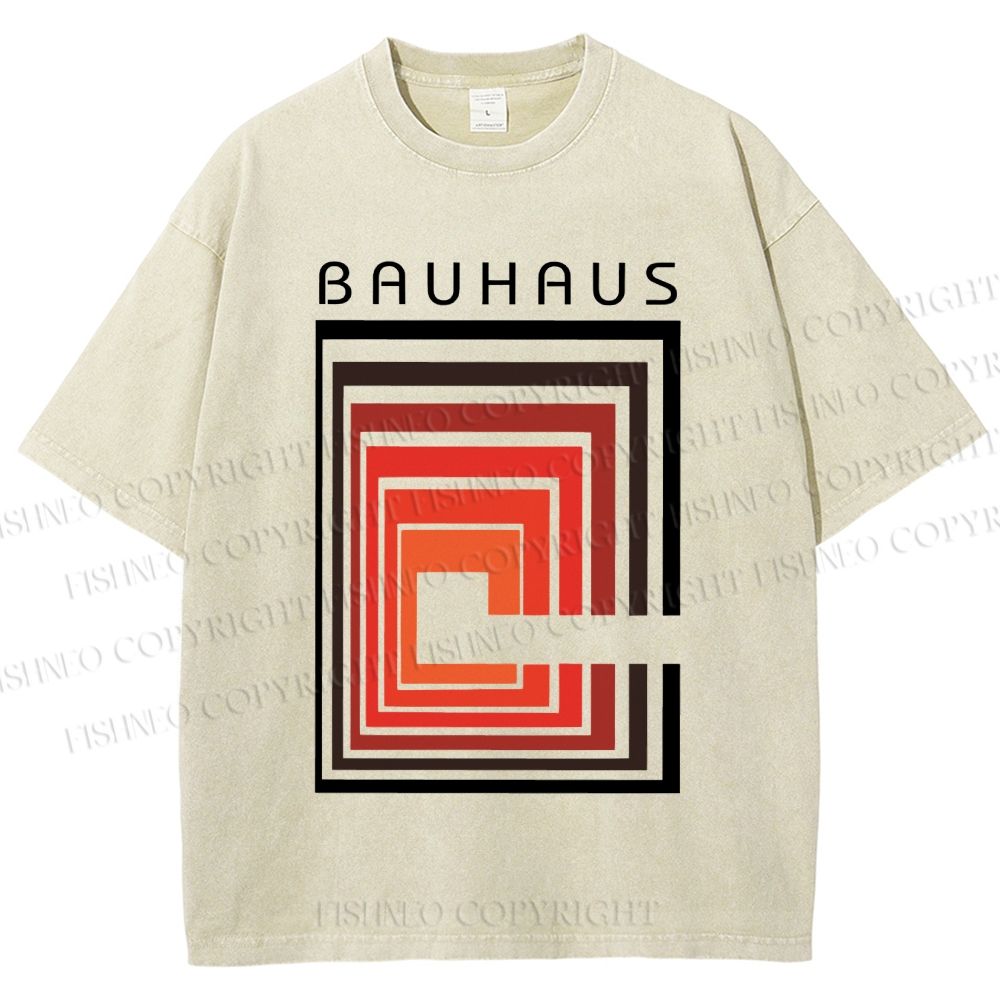 Unisex Vintage Bauhaus Design Printed Washed Tee