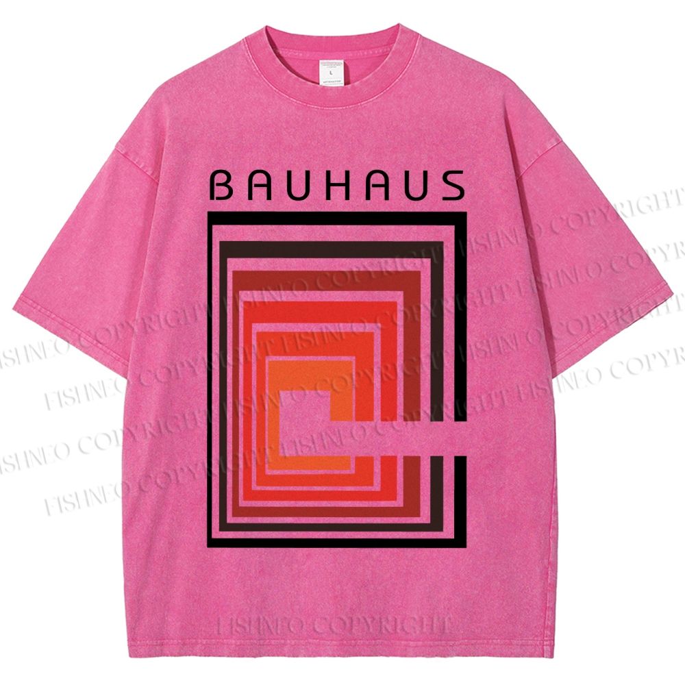 Unisex Vintage Bauhaus Design Printed Washed Tee
