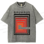 Unisex Vintage Bauhaus Design Printed Washed Tee