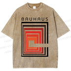 Unisex Vintage Bauhaus Design Printed Washed Tee