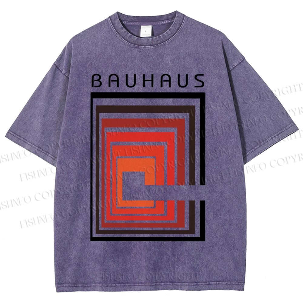 Unisex Vintage Bauhaus Design Printed Washed Tee