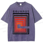 Unisex Vintage Bauhaus Design Printed Washed Tee
