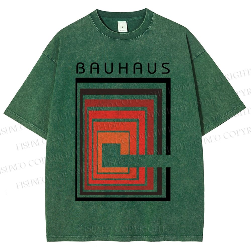 Unisex Vintage Bauhaus Design Printed Washed Tee