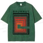 Unisex Vintage Bauhaus Design Printed Washed Tee