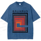 Unisex Vintage Bauhaus Design Printed Washed Tee