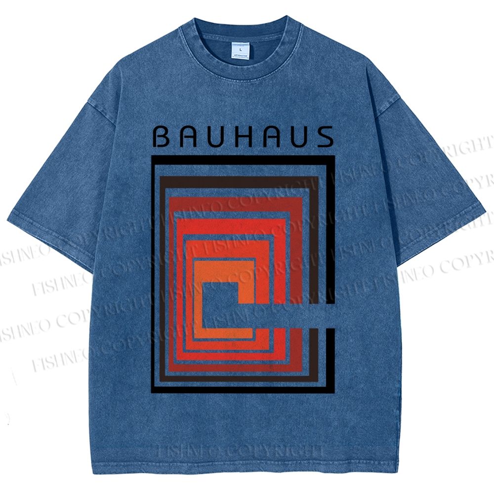 Unisex Vintage Bauhaus Design Printed Washed Tee