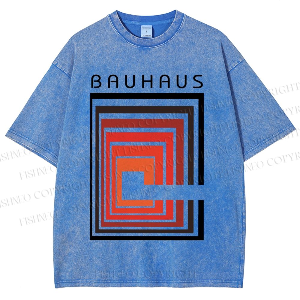 Unisex Vintage Bauhaus Design Printed Washed Tee