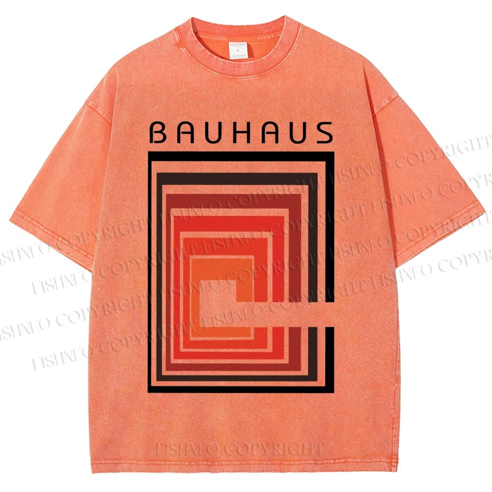 Unisex Vintage Bauhaus Design Printed Washed Tee