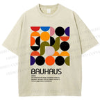 Unisex Vintage Bauhaus Design Printed Washed Tee