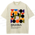 Unisex Vintage Bauhaus Design Printed Washed Tee