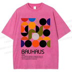 Unisex Vintage Bauhaus Design Printed Washed Tee