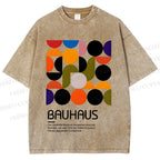Unisex Vintage Bauhaus Design Printed Washed Tee