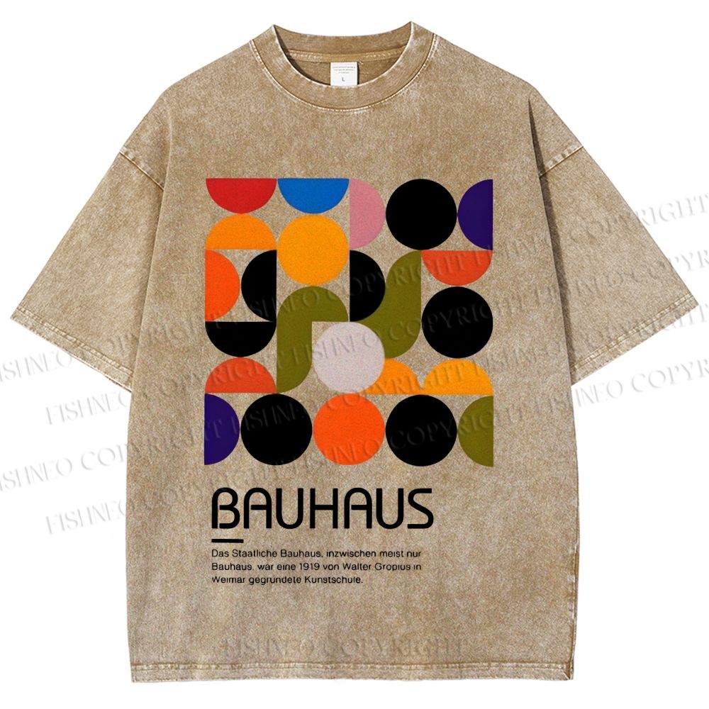 Unisex Vintage Bauhaus Design Printed Washed Tee