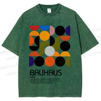Unisex Vintage Bauhaus Design Printed Washed Tee