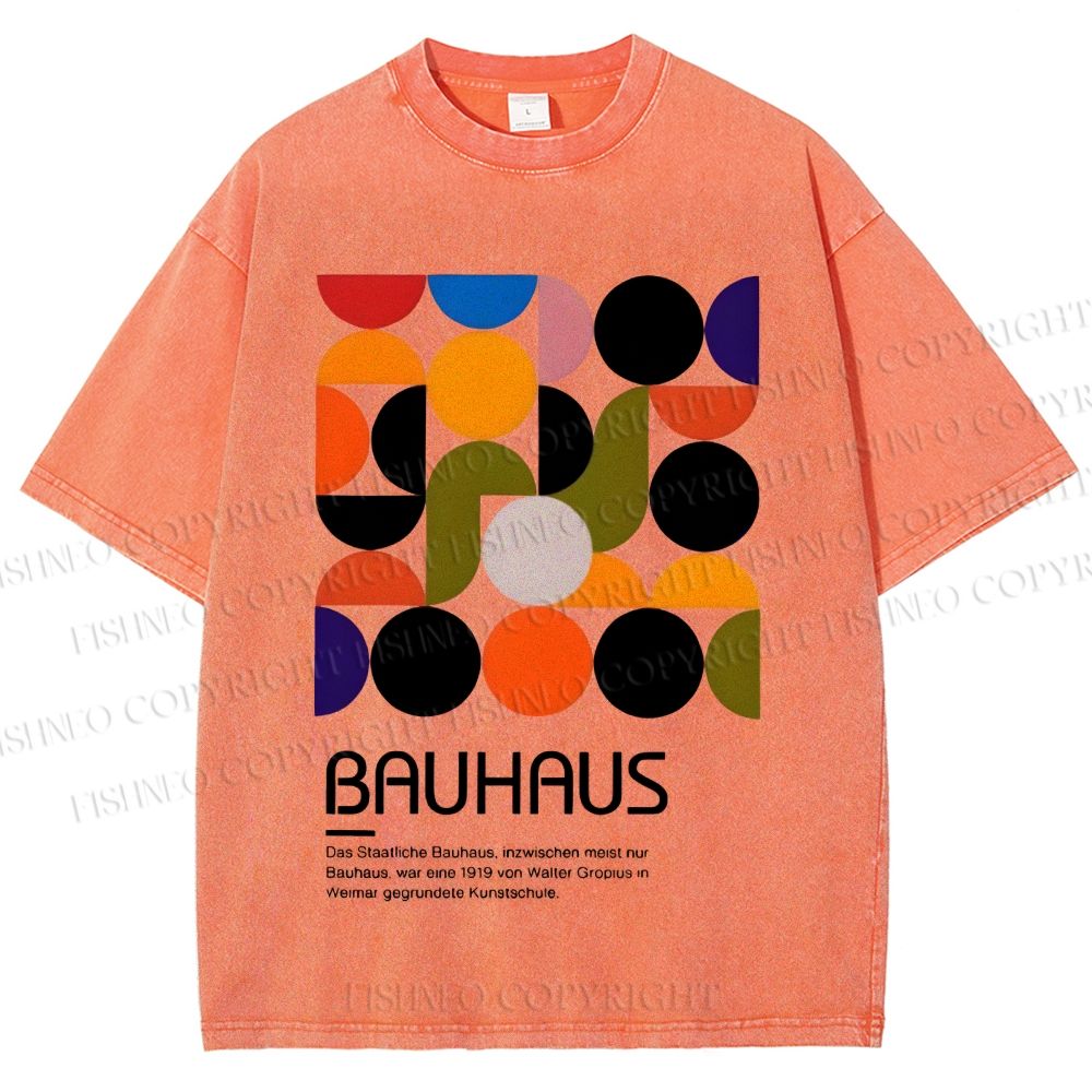 Unisex Vintage Bauhaus Design Printed Washed Tee
