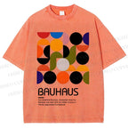 Unisex Vintage Bauhaus Design Printed Washed Tee