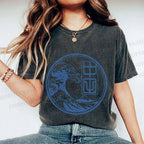 Unisex Vintage Japanese Wave Printed Washed Tee