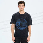 Unisex Vintage Japanese Wave Printed Washed Tee