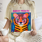 Unisex Angry Tiger Printed Washed Tee