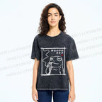 Unisex Vintage Japanese Frog Smoking Printed Washed Tee