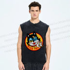 Unisex Cartoon Cat Nice Try Printed Washed Tank Top