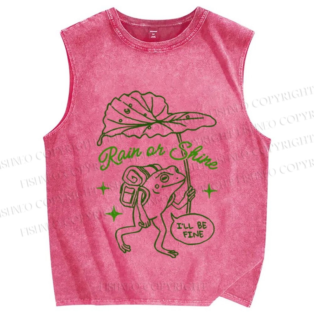 Unisex I Will Be Fine Frog Printed Washed Tank Top