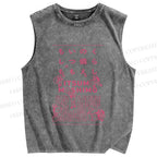 Unisex Japanese Graffiti Printed Washed Tank Top